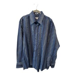 Twist Black and Blue Striped Men’s Button Up Shirt